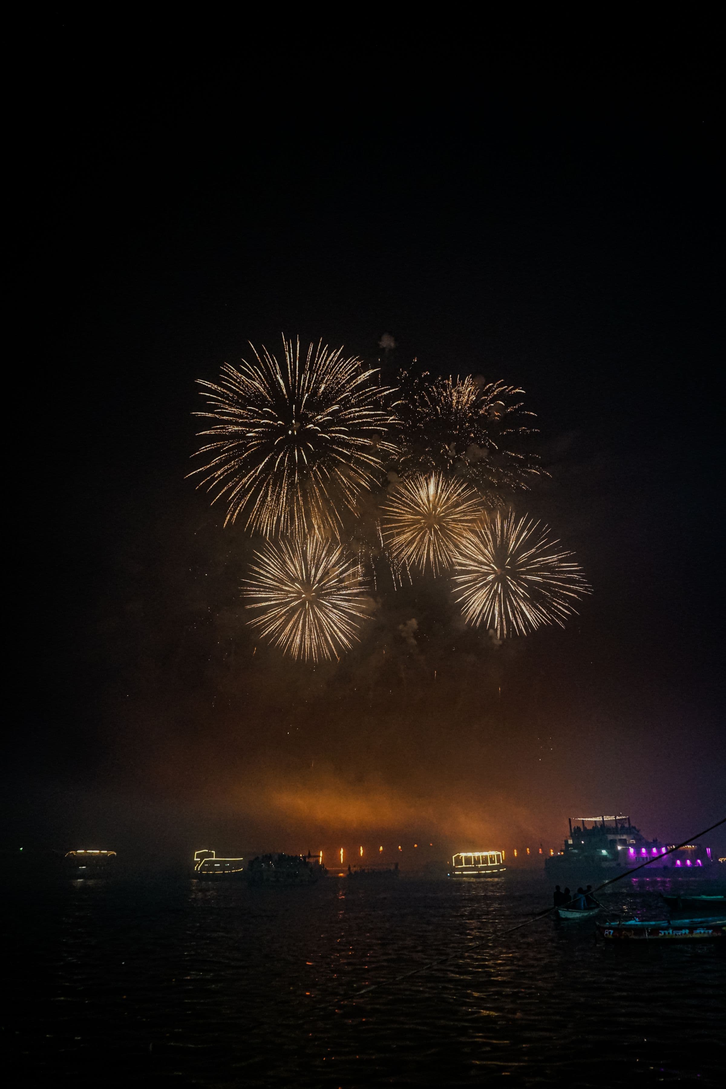 Fireworks over the Ganga on Dev Deepawali
